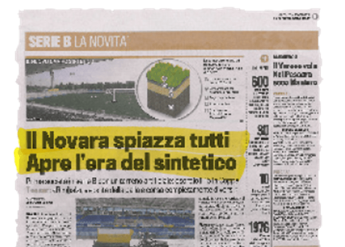 « Le Novara laisse tout le monde sans voix. L'ère du synthétique s'amorce ». – La gazzetta dello sport – 04/08/2010